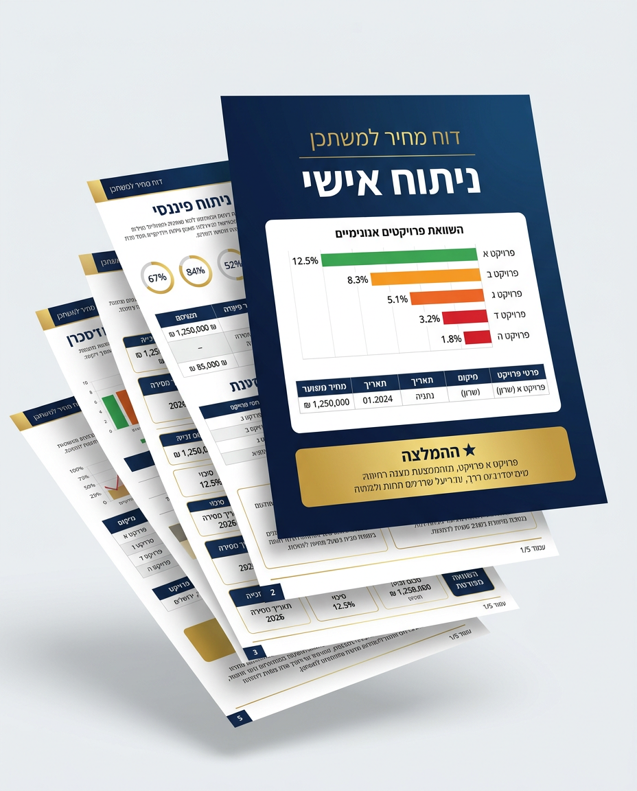 דוגמה לדוח מחיר למשתכן מקצועי